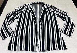 Philosophy Republic Clothing Black & White Striped Open Front Blazer Jacket Size